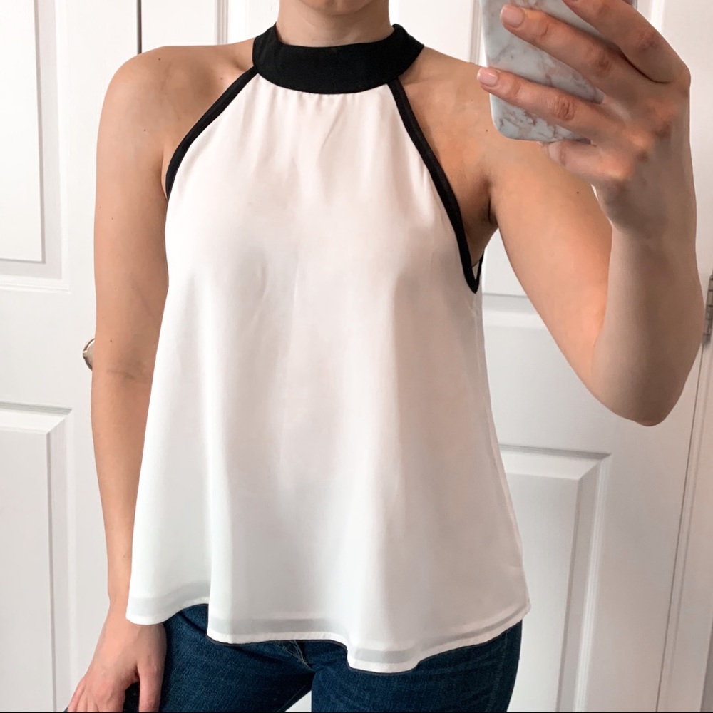 High Neck B&W Top